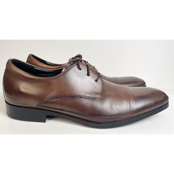 Kenneth Cole Dress Shoes Mens 10 M Brown Leather Set Your Clock Derby Oxford - Picture 1 of 10